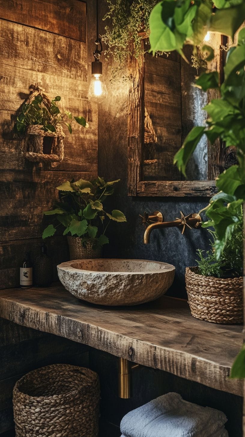 Small rustic bathroom