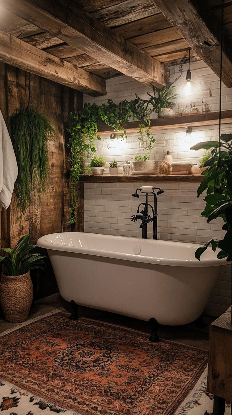 Rustic boho bathroom
