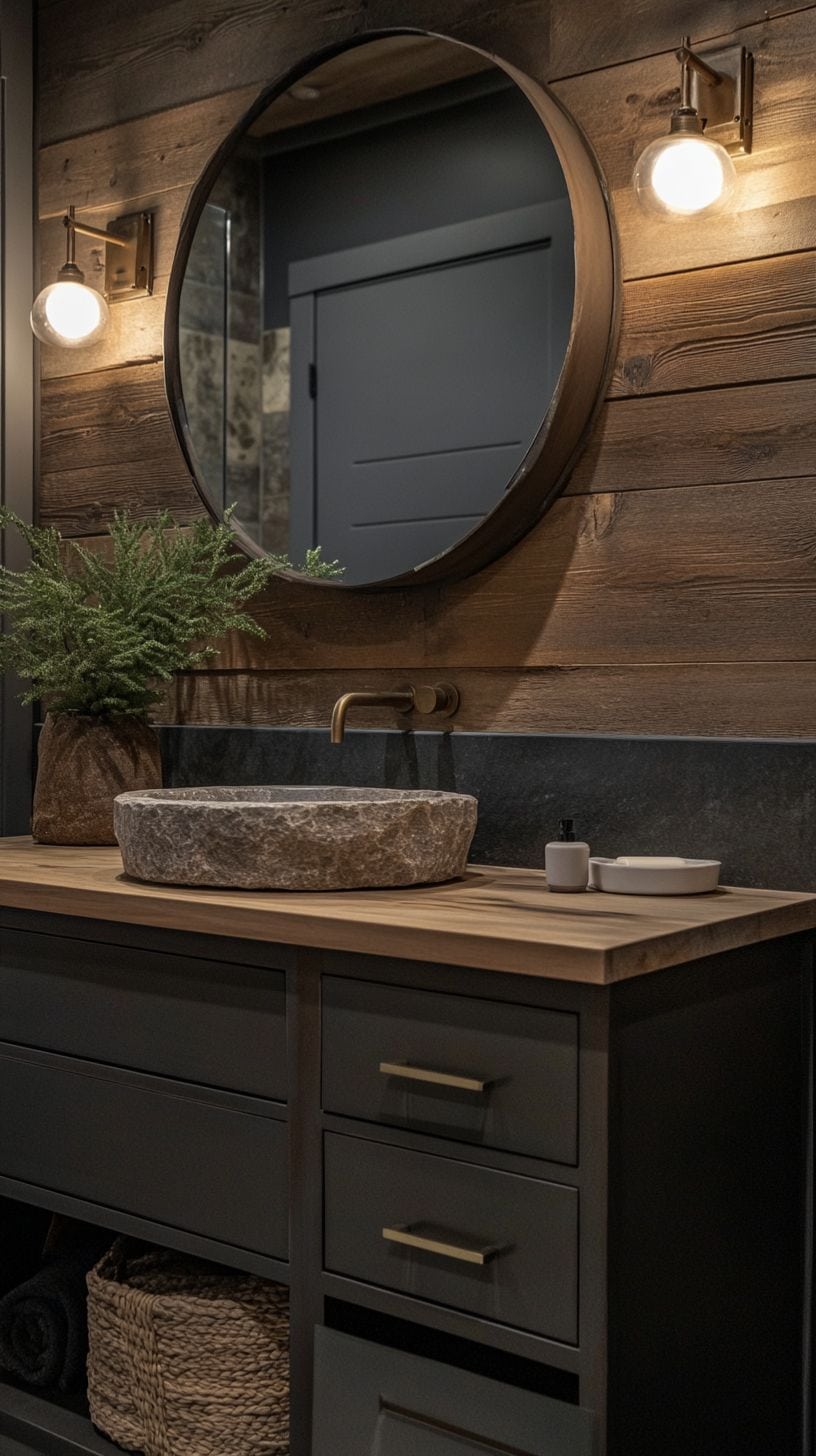 Small rustic boho bathroom