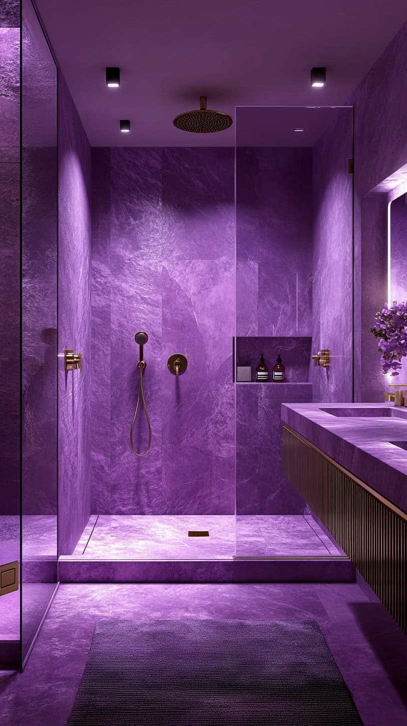 Dusty purple bathroom