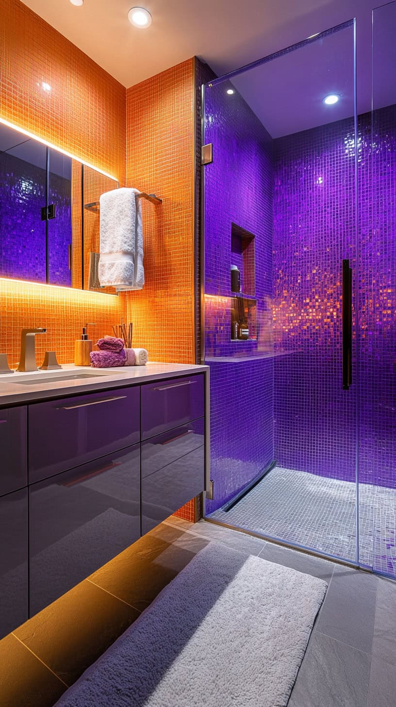 Purple and orange bathroom