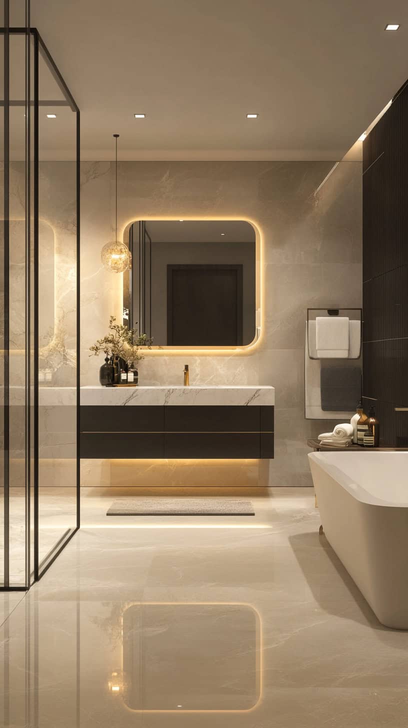Apartment modern luxury master bathroom
