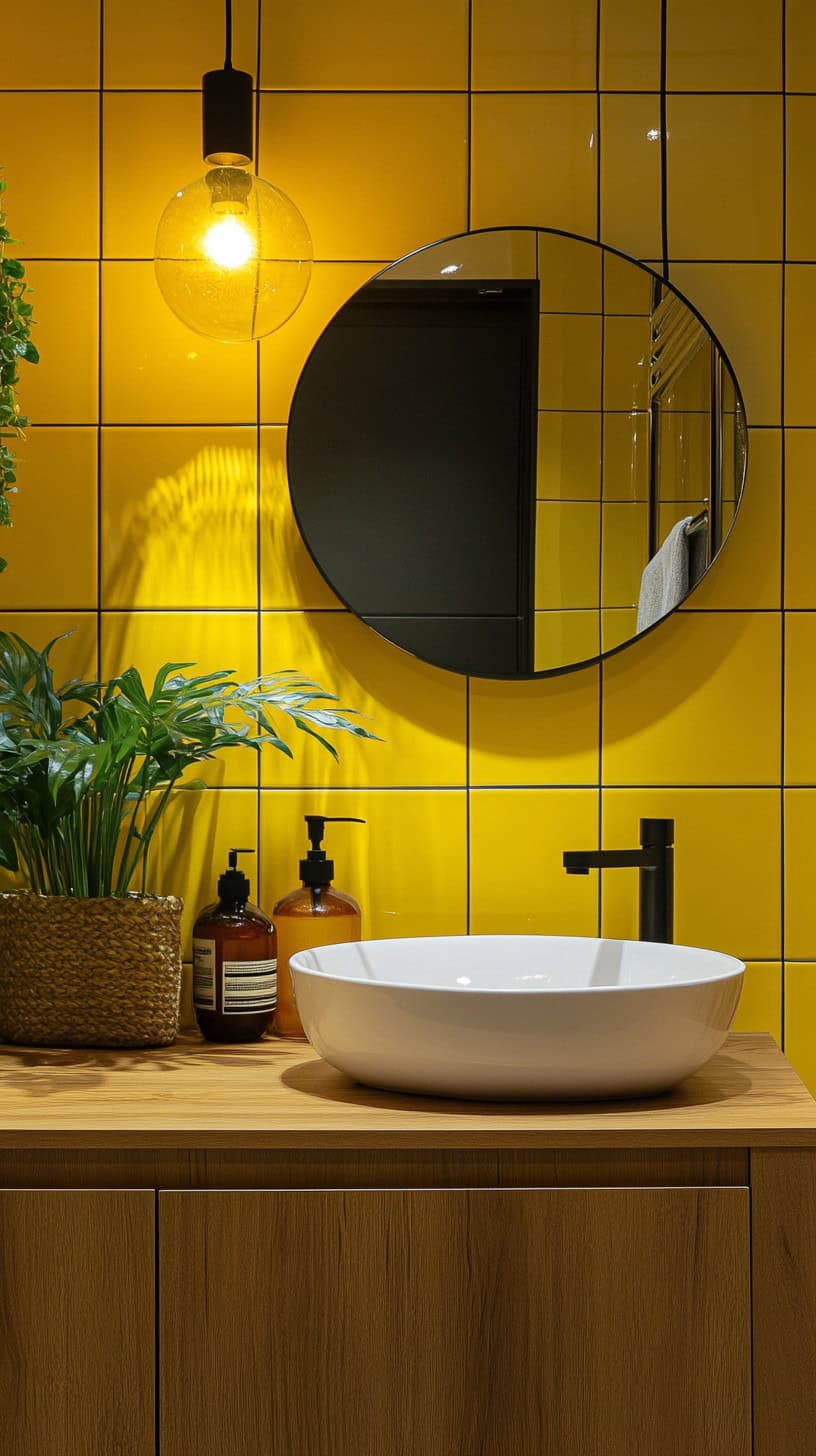 Bathroom with yellow tile