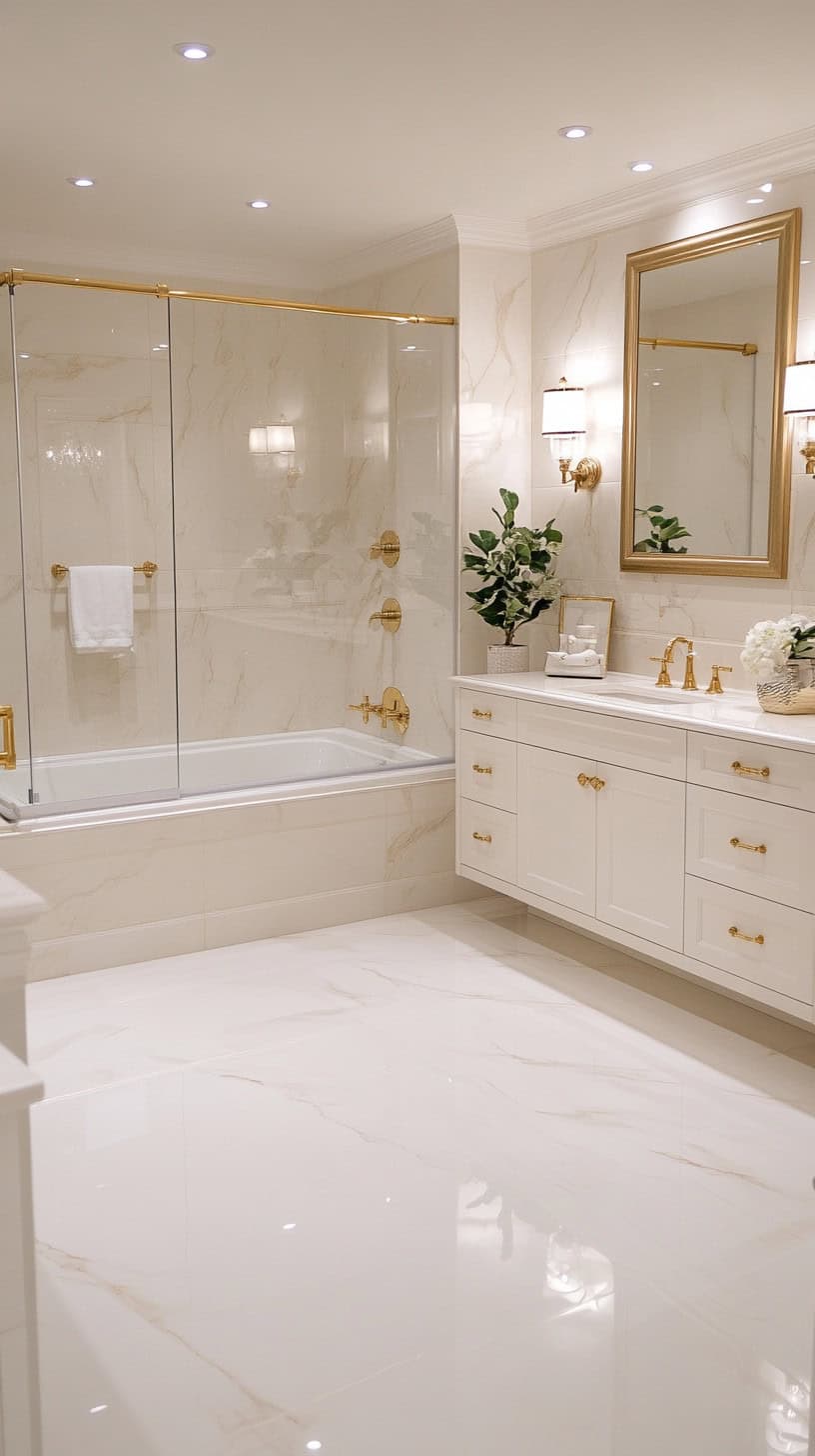 White and gold bathroom