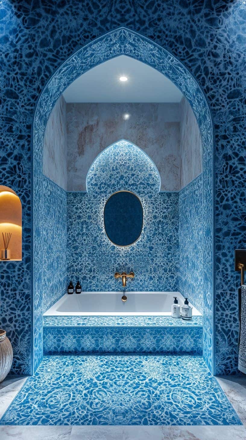 Moroccan bathroom with green tile
