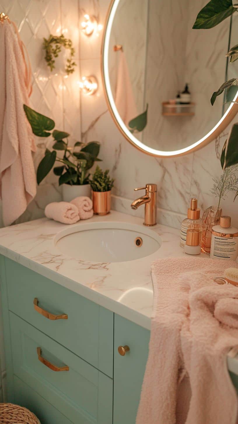 Apartment bathroom with cute decor