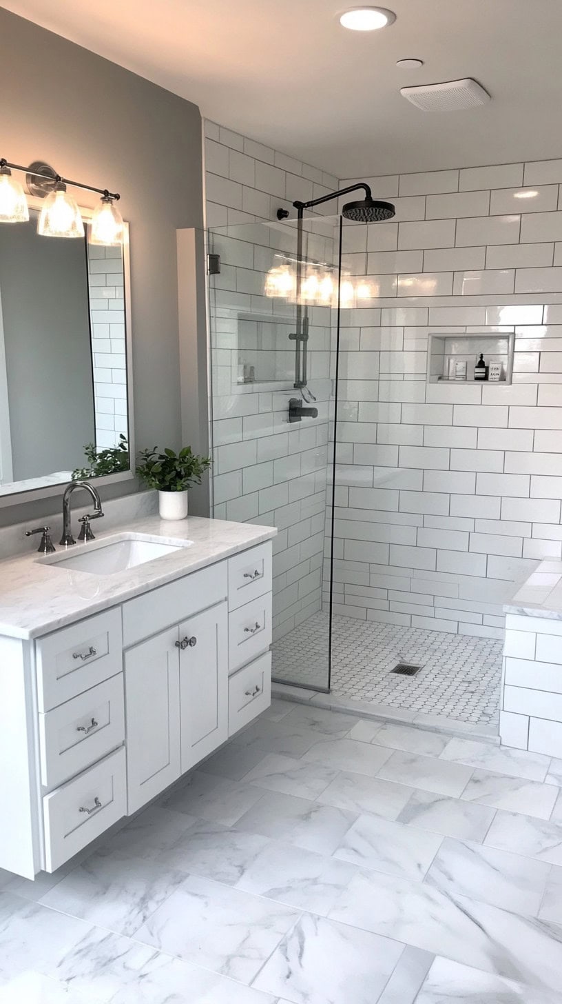 Grey and white bathroom
