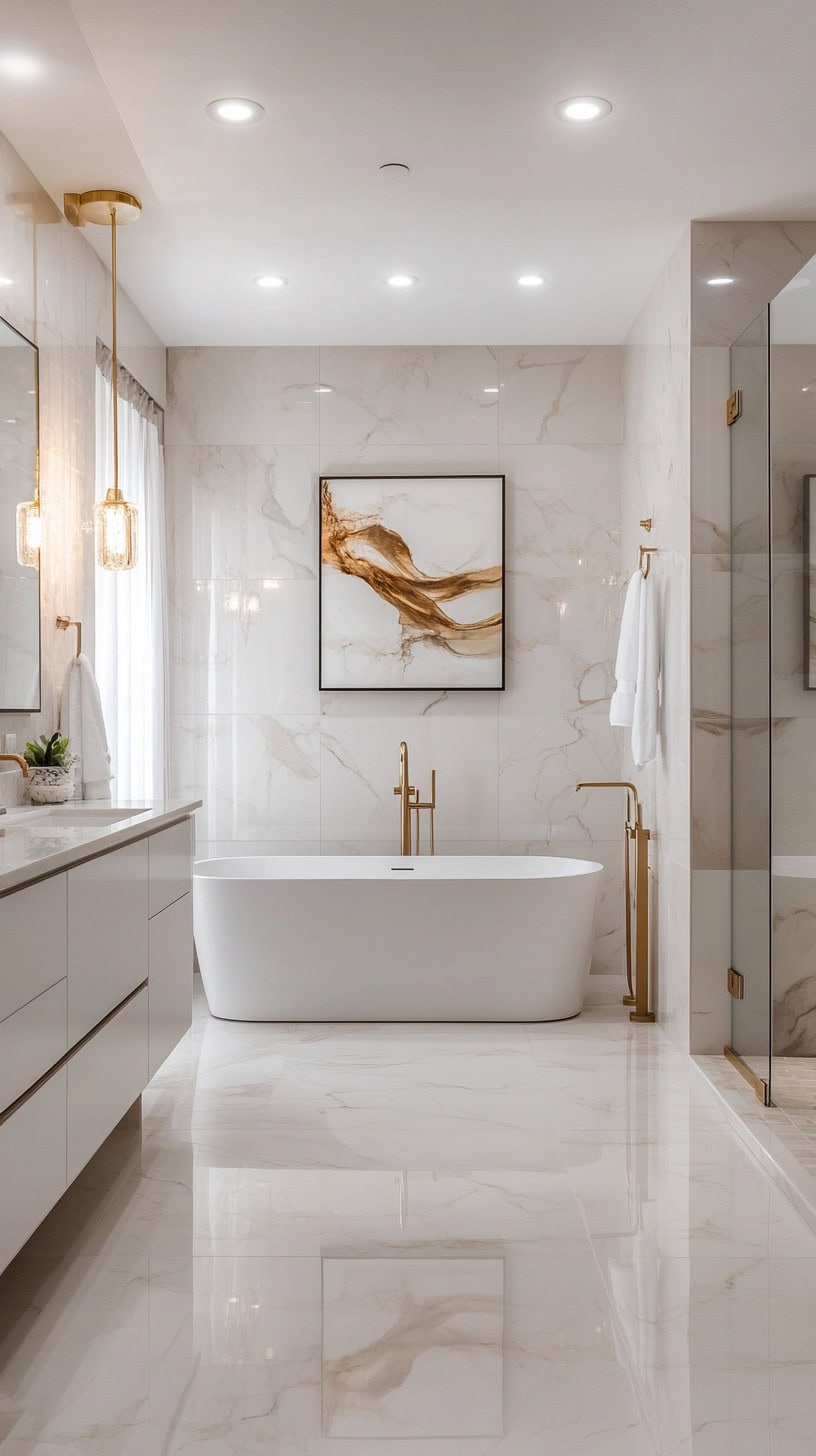 Modern luxury master bathroom with tile