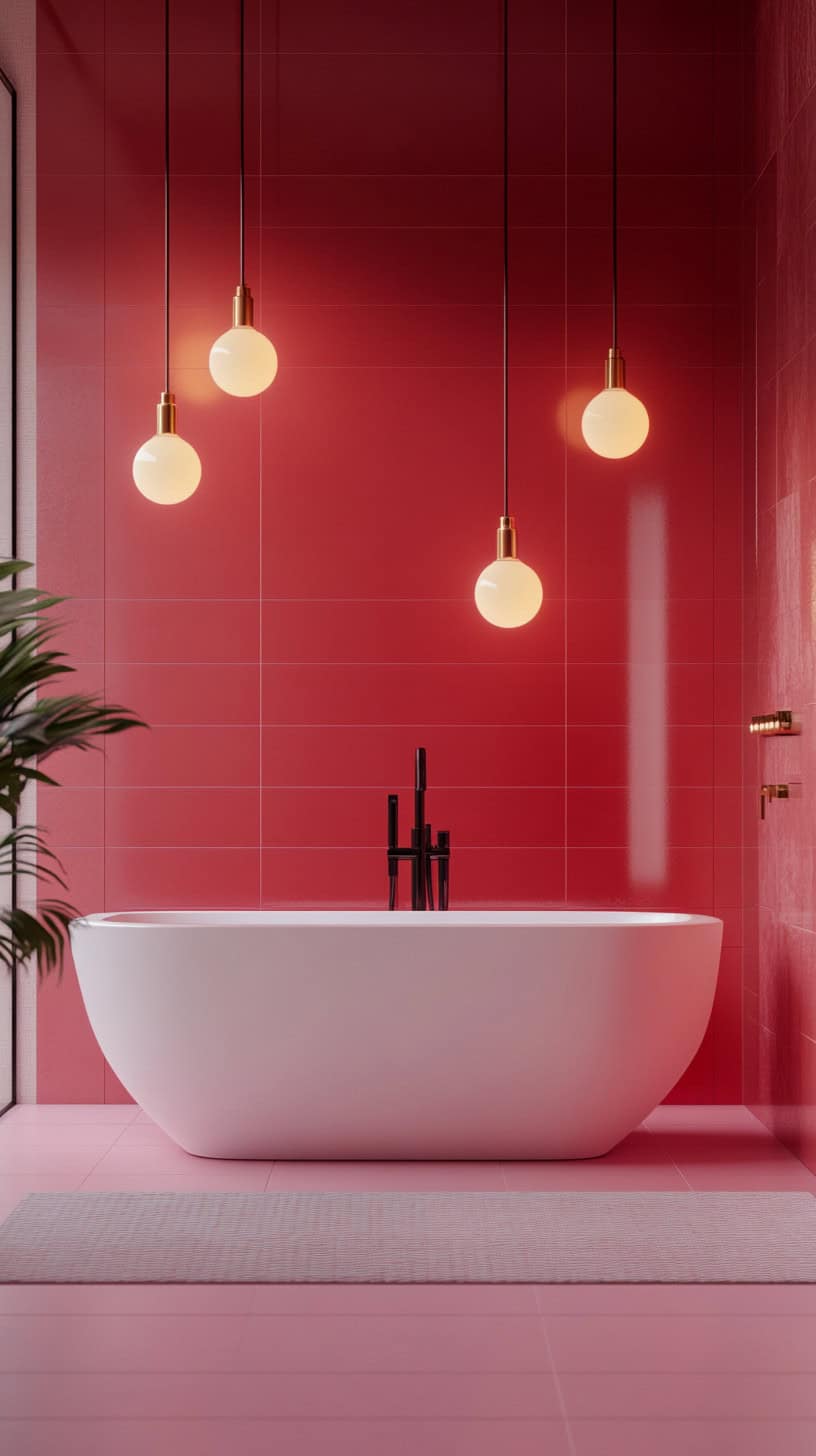 5. Red and Pink Bathroom