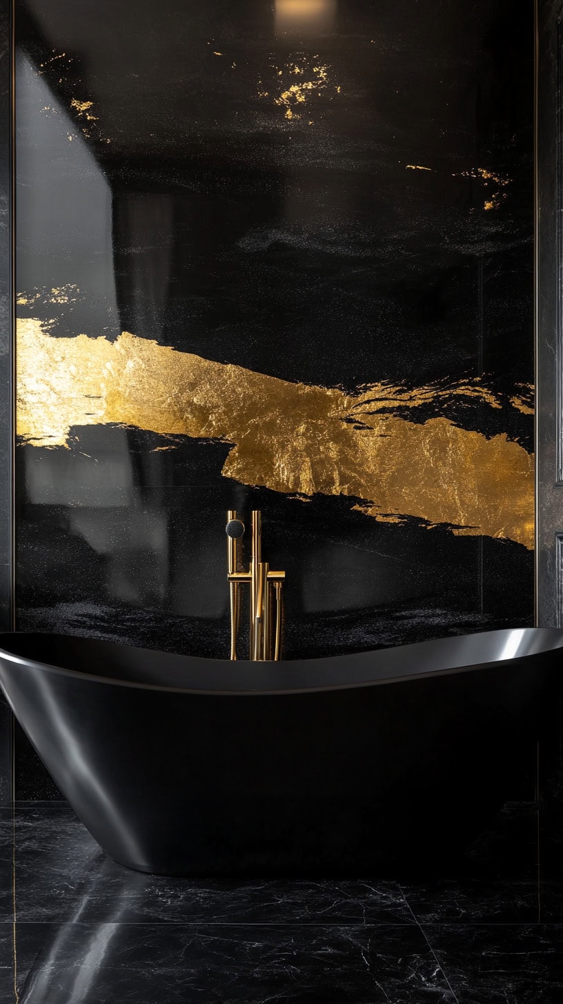 Black and gold marble bathroom