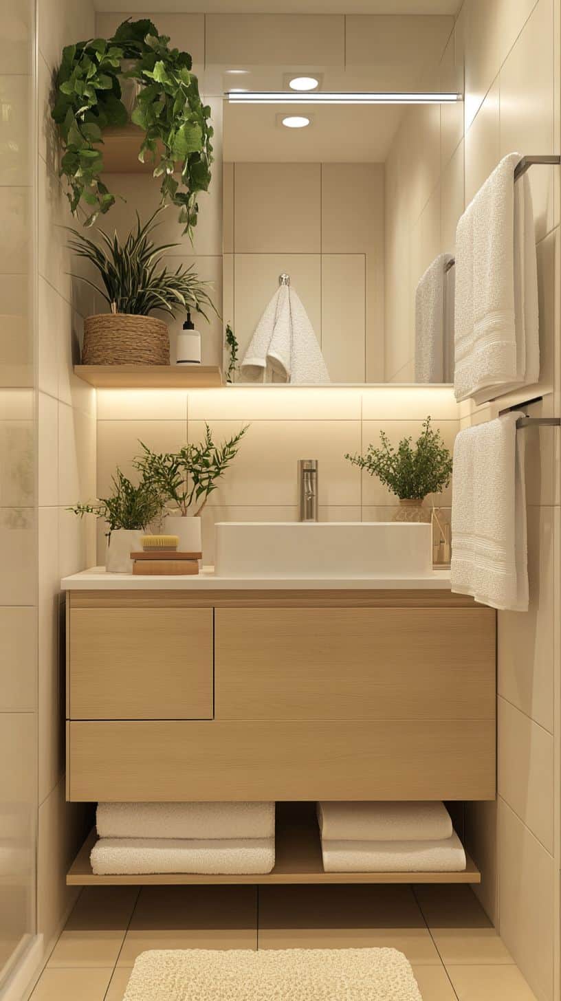 College apartment bathroom with decor