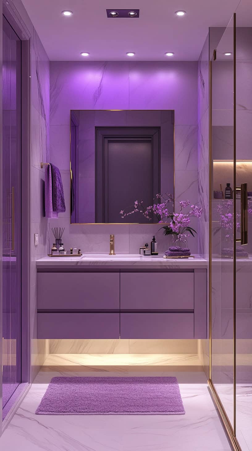Small purple bathroom