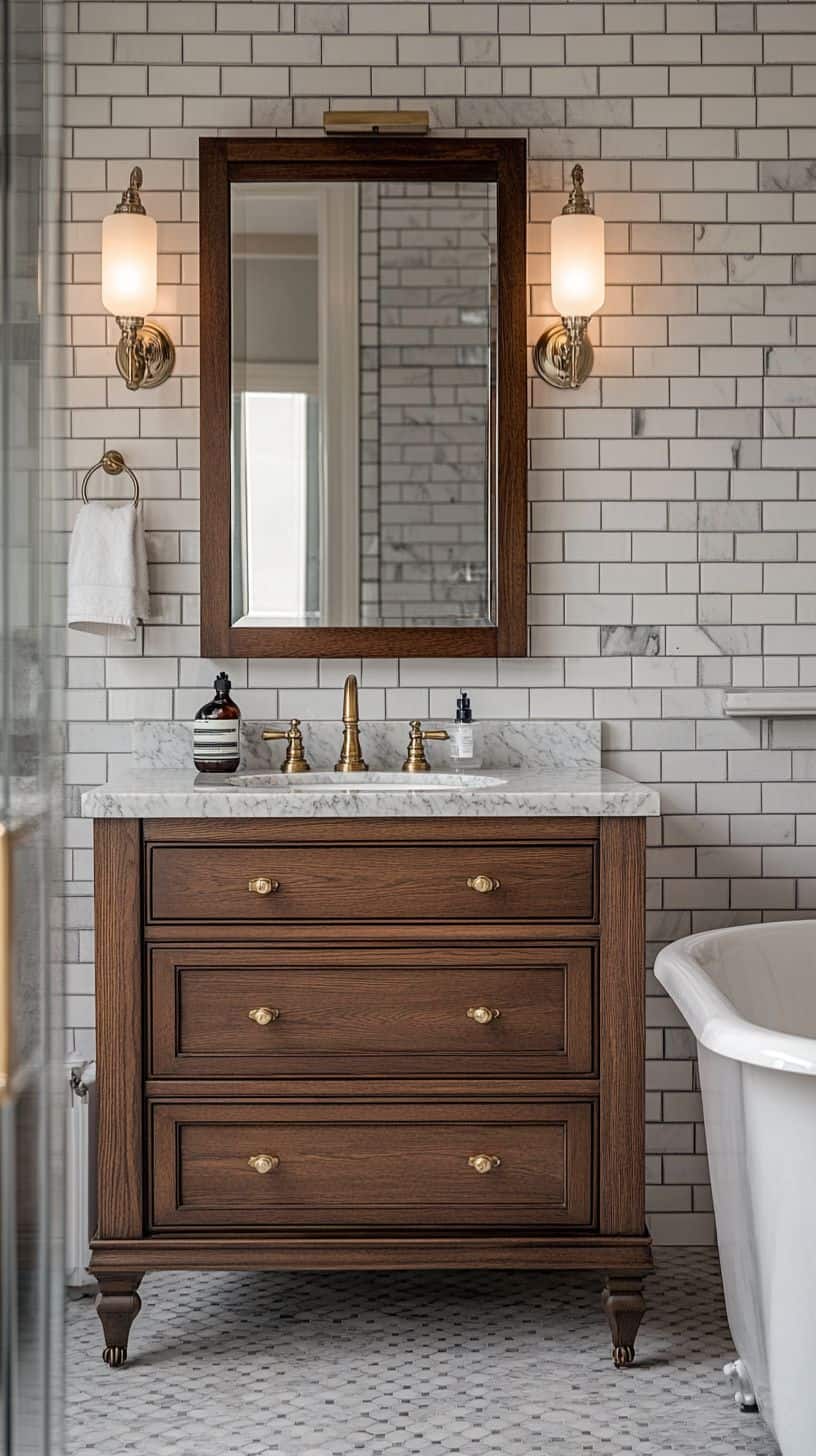 Traditional bathroom with vanity lights