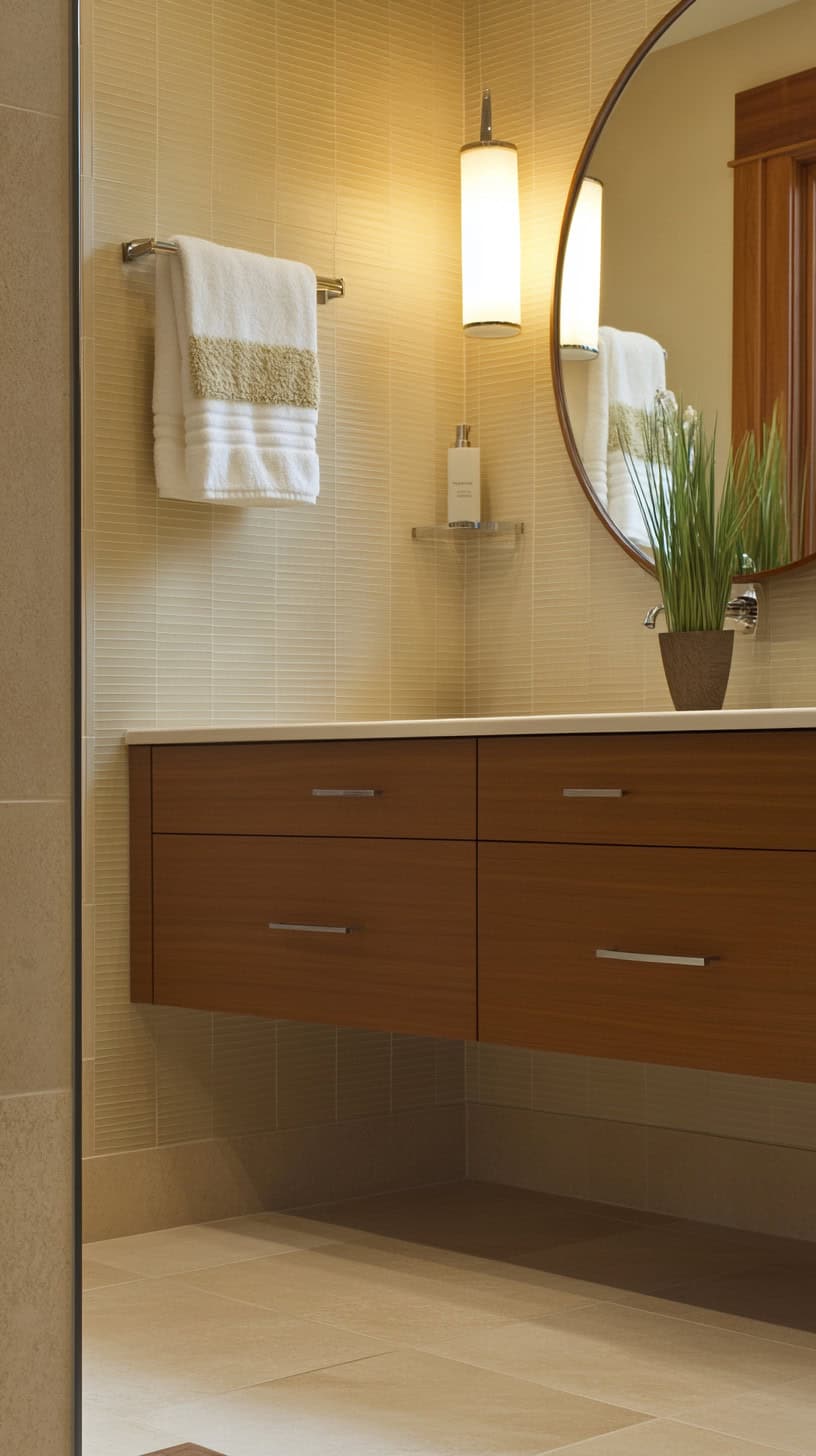 Bathroom with pale yellow tile