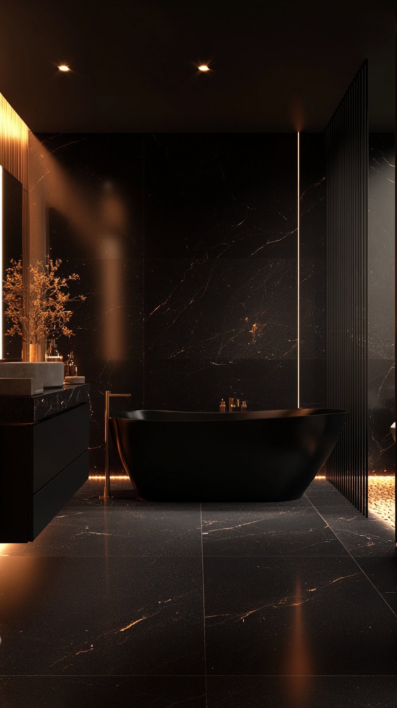 Dark luxury master bathroom