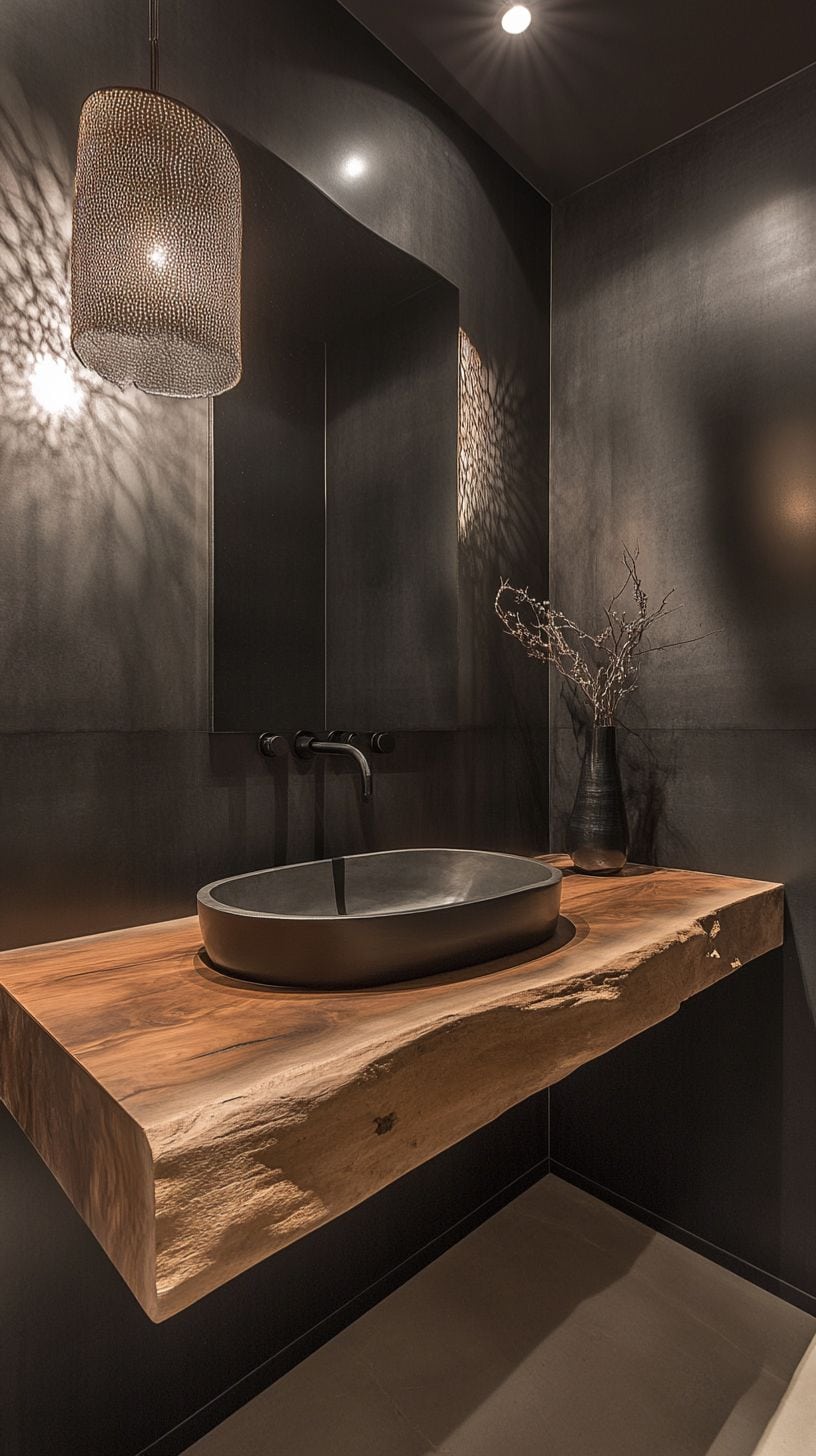 Non-traditional bathroom with vanity