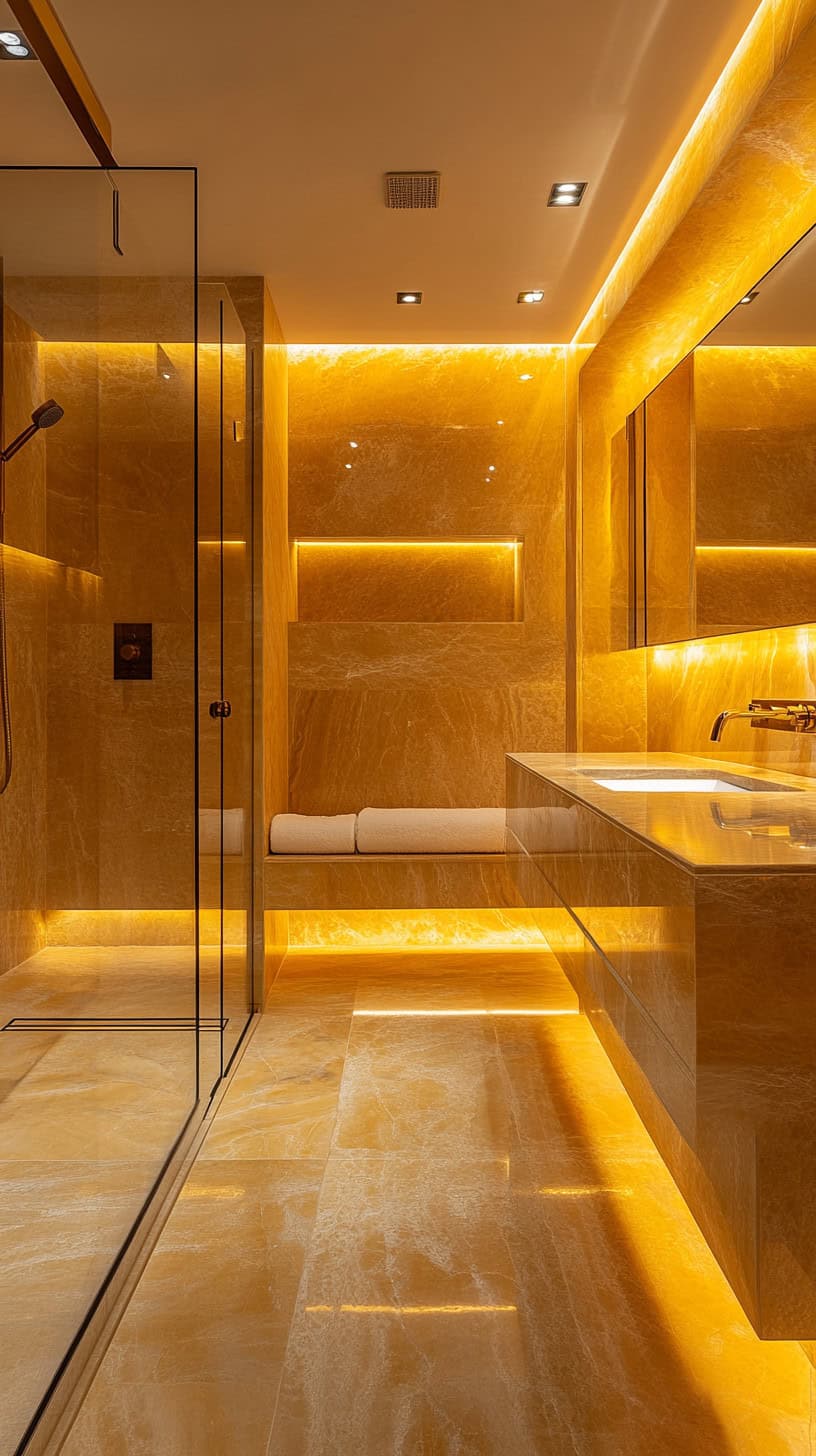 Bathroom with yellow marble