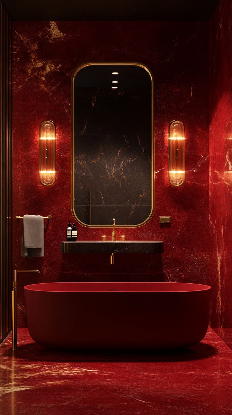 Red and gold bathroom