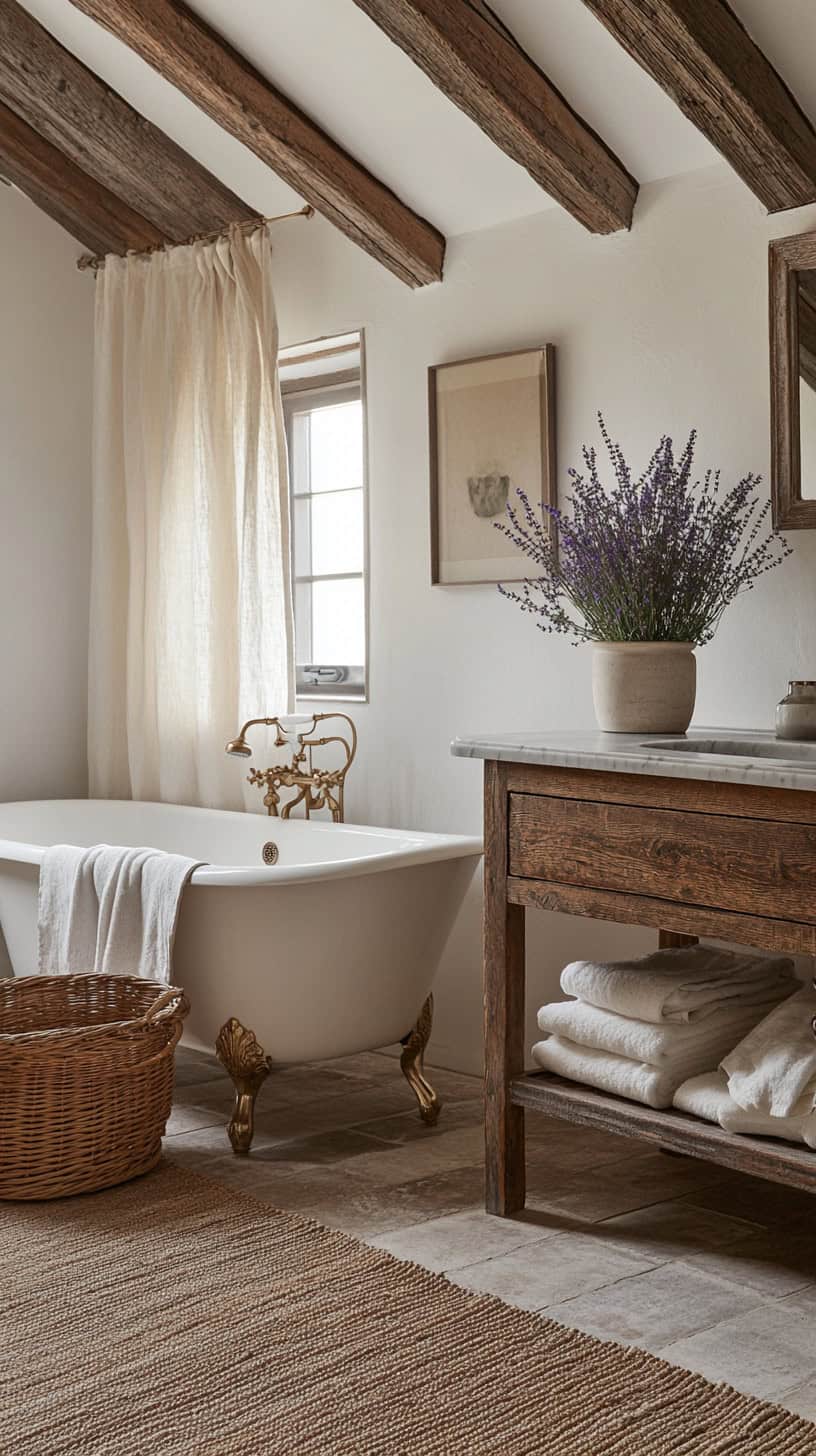 Rustic french country bathroom