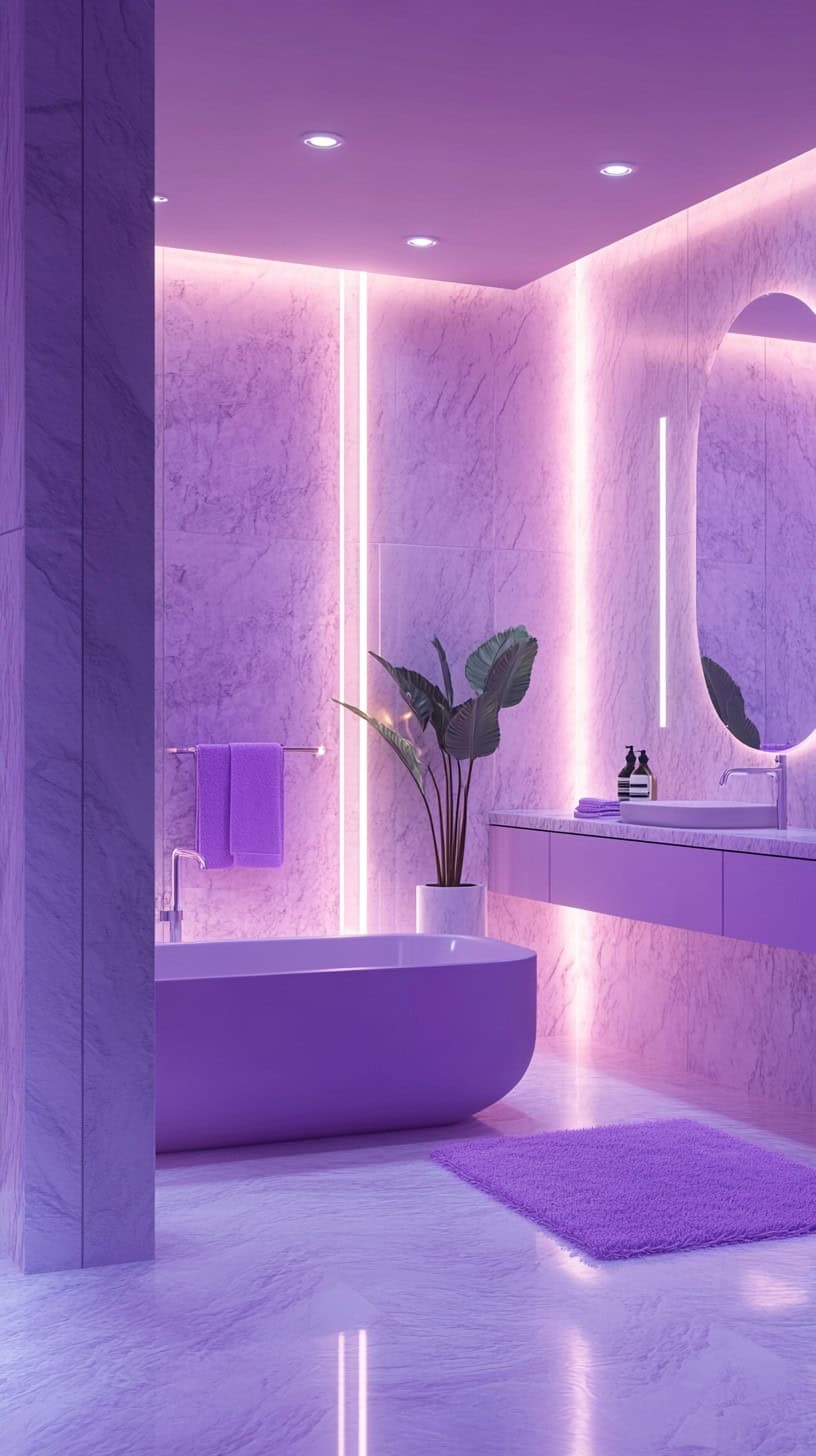 Pink and purple bathroom