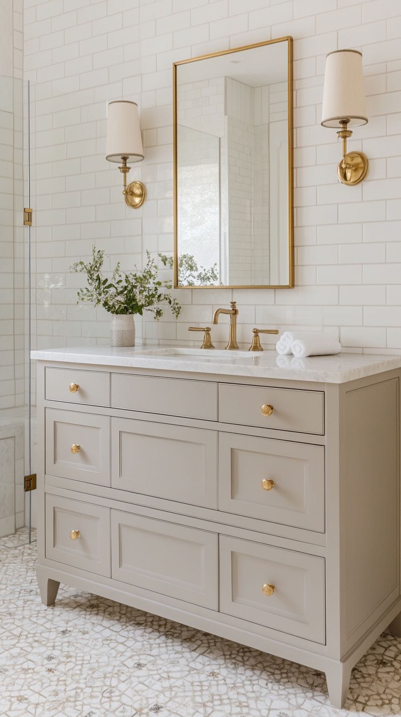 Traditional bathroom with tile