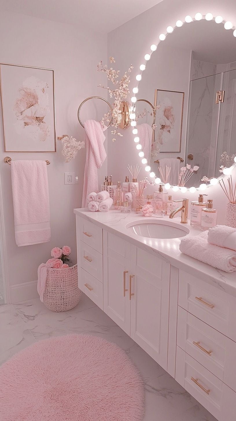 Aesthetic girly bathroom