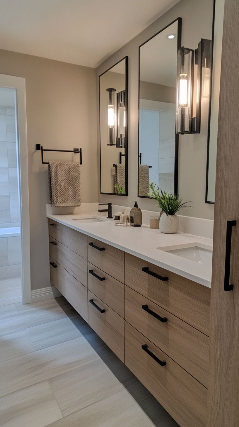 Bathroom with mirror cabinet