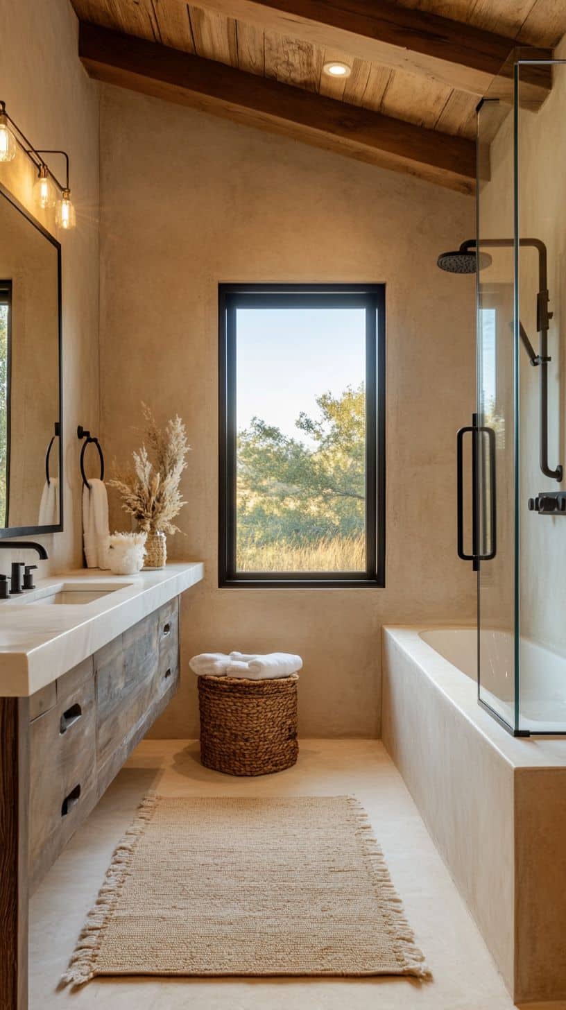 Bathroom with no tiles on walls