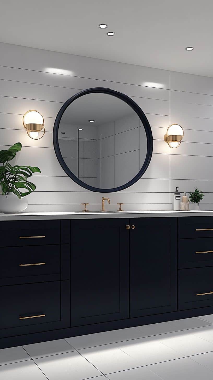 Bathroom with painted cabinets
