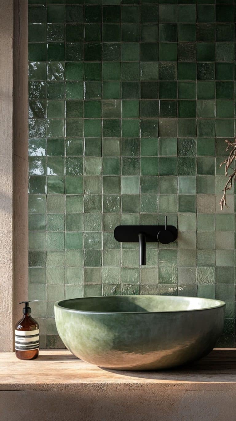 13 Bathroom Zellige Bliss: Black, Cream, and Colorful Tile Inspirations - Glamorous Place