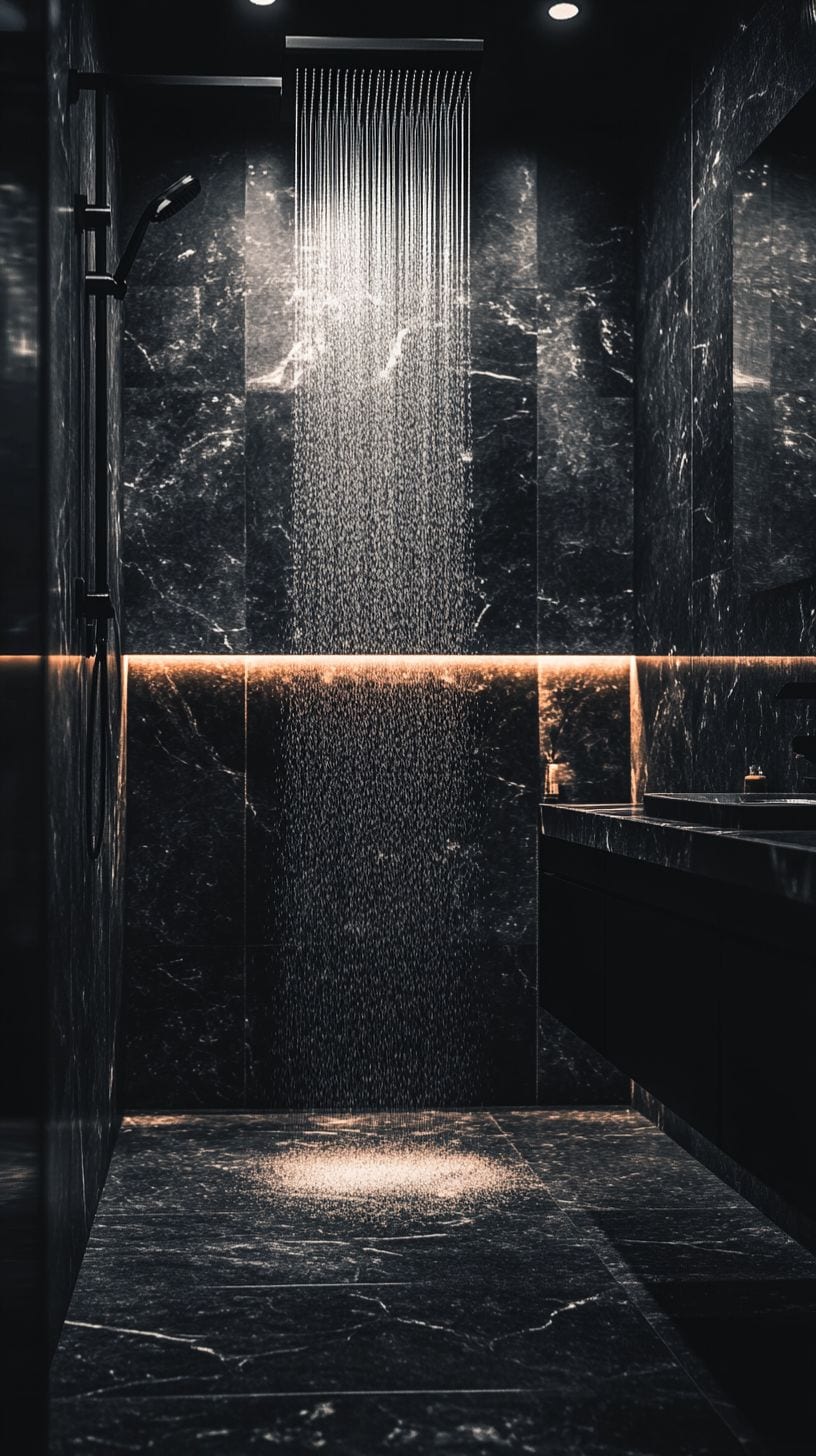 Moody dark bathroom