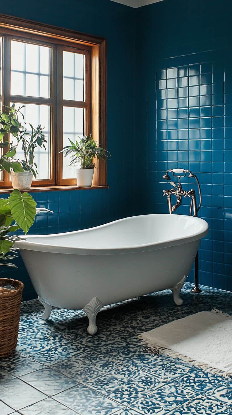 Retro blue bathroom