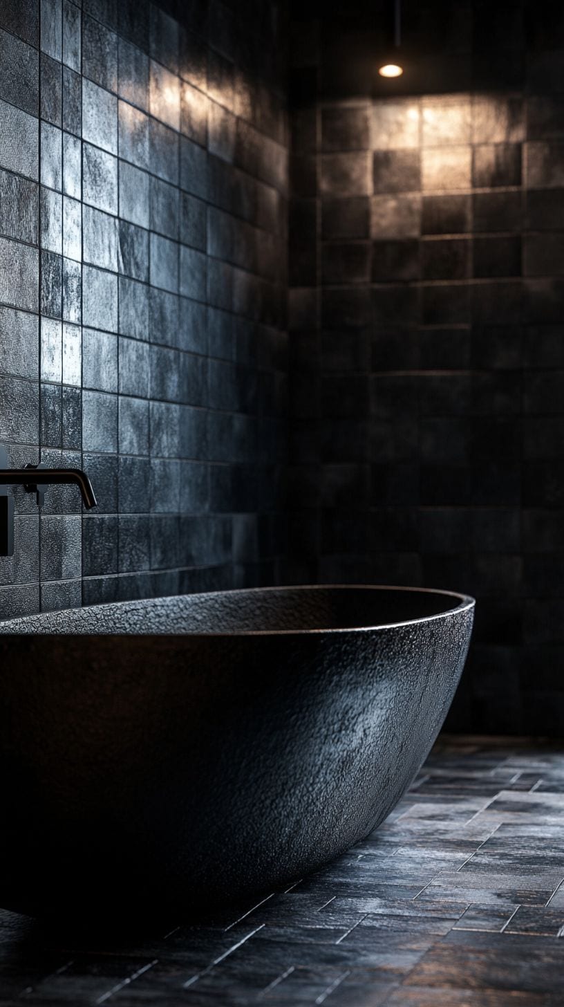 Bathroom with black zellige