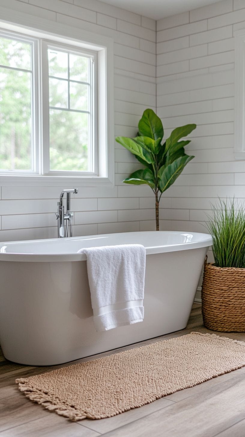 Bathroom with vinyl walls and no tiles