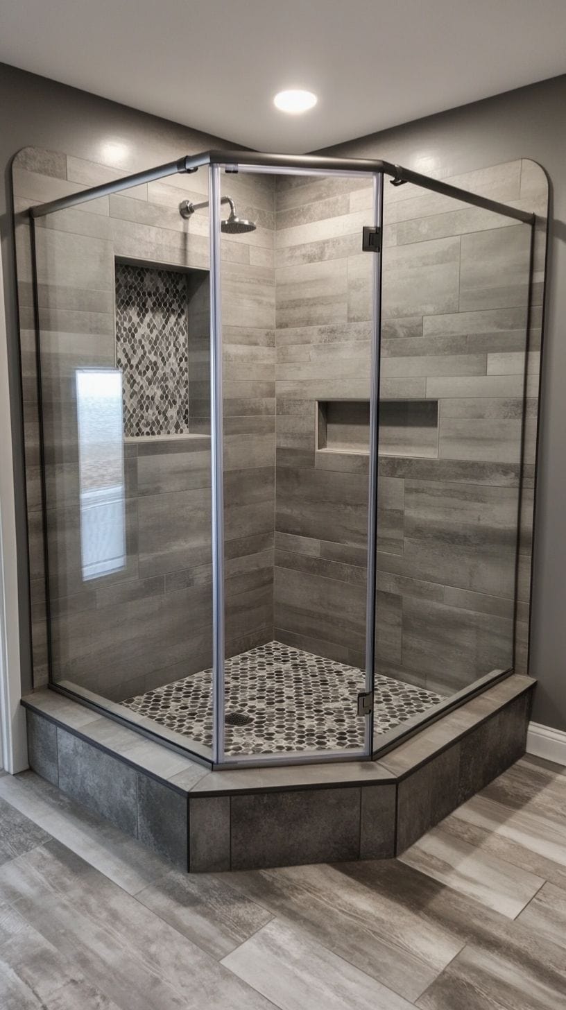 Corner walk-in shower