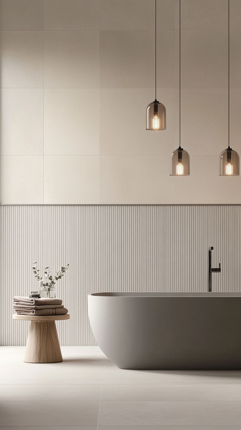 Neutral half tiled bathroom