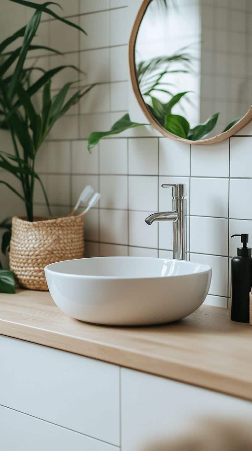 Renter friendly bathroom with countertop