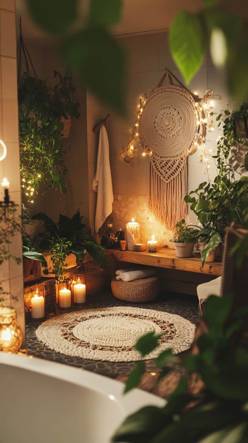 Witchy bohemian bathroom