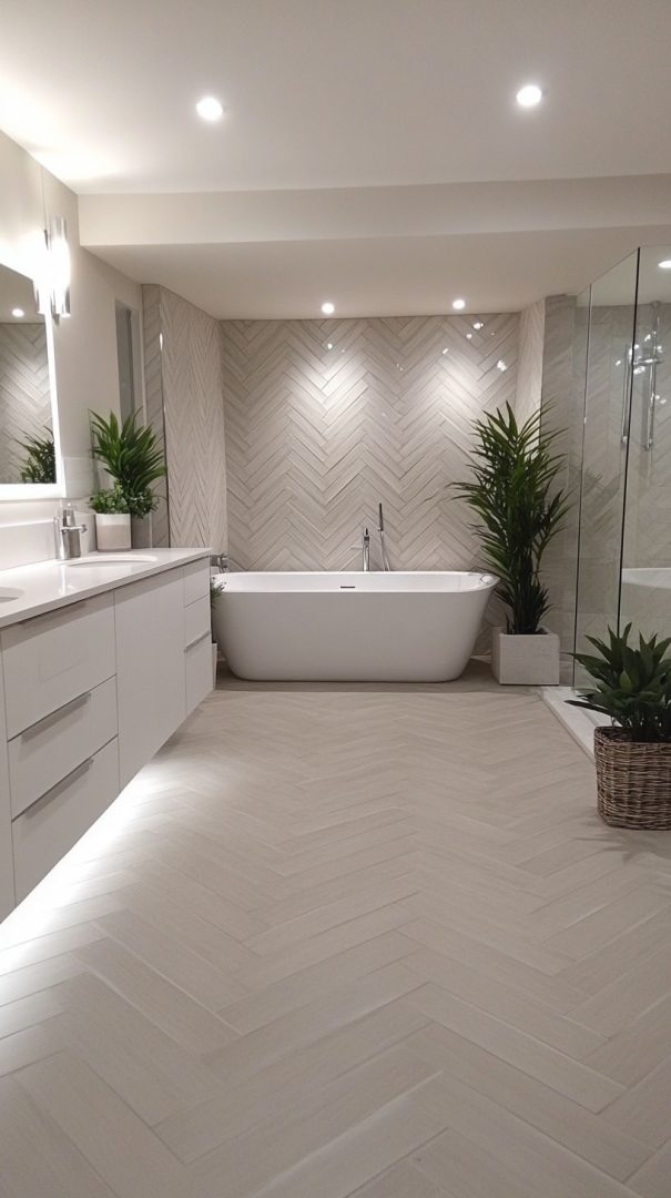Bathroom Herringbone Tiles: 21 Stylish Ideas by Color, Size & Style - Glamorous Place