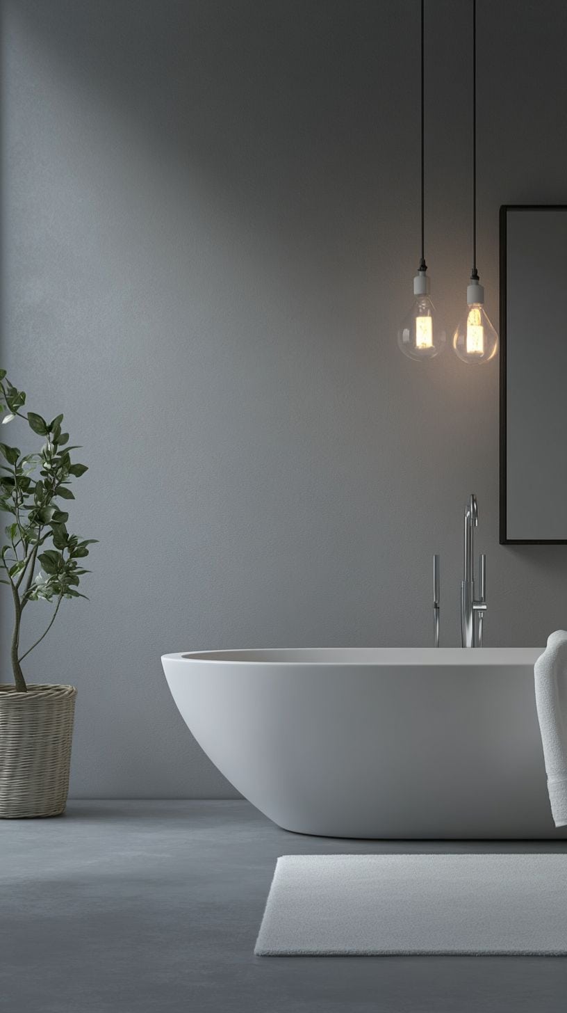 Grey minimalist bathroom