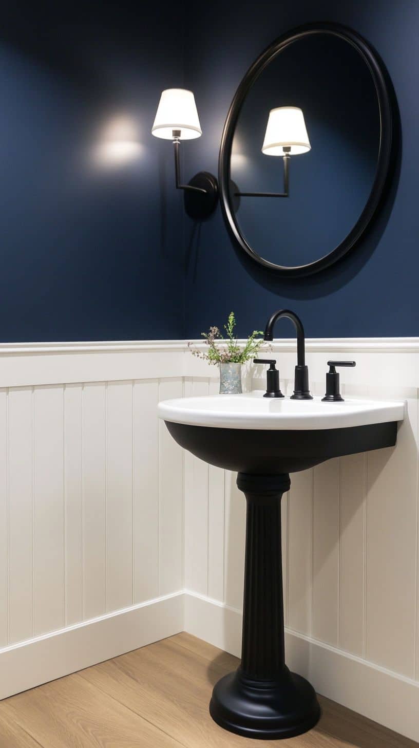 Half bathroom with pedestal sink