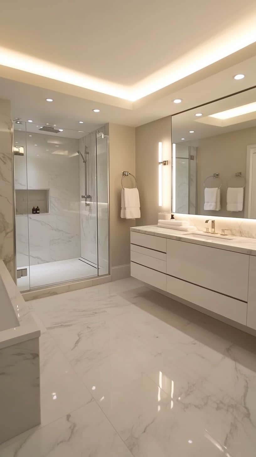 Modern bathroom with lights
