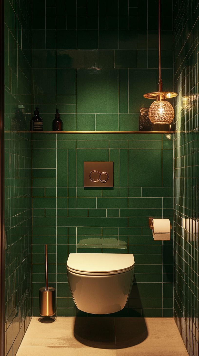 Retro bathroom with green tile