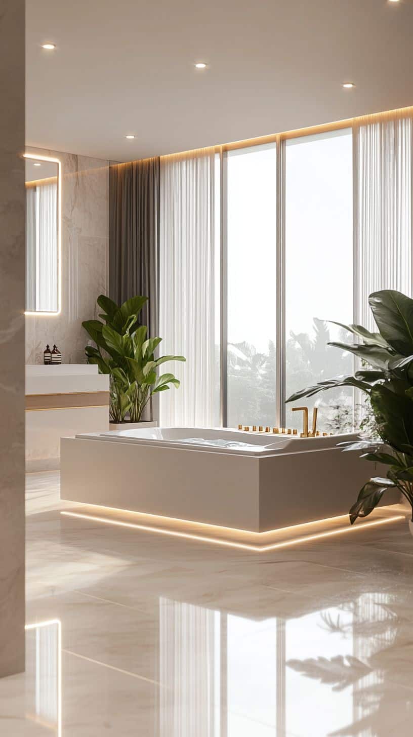 Aesthetic bathroom with jacuzzi tub