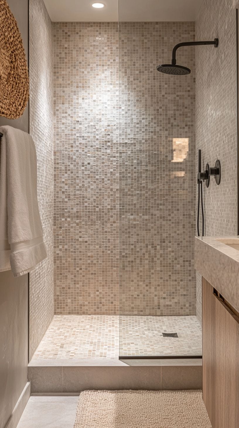 Bathroom with zellige tile shower