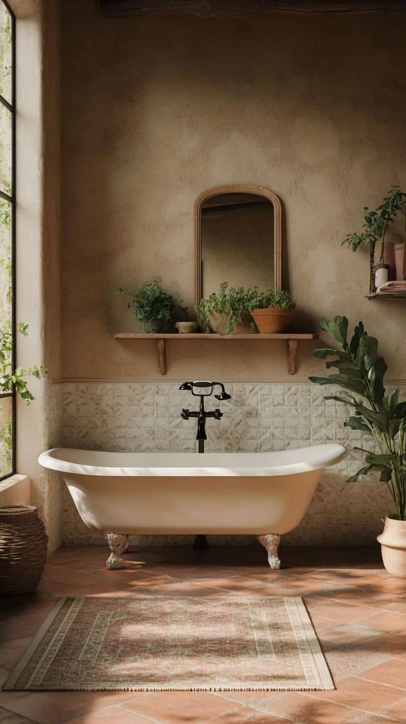 Earthy vintage bathroom