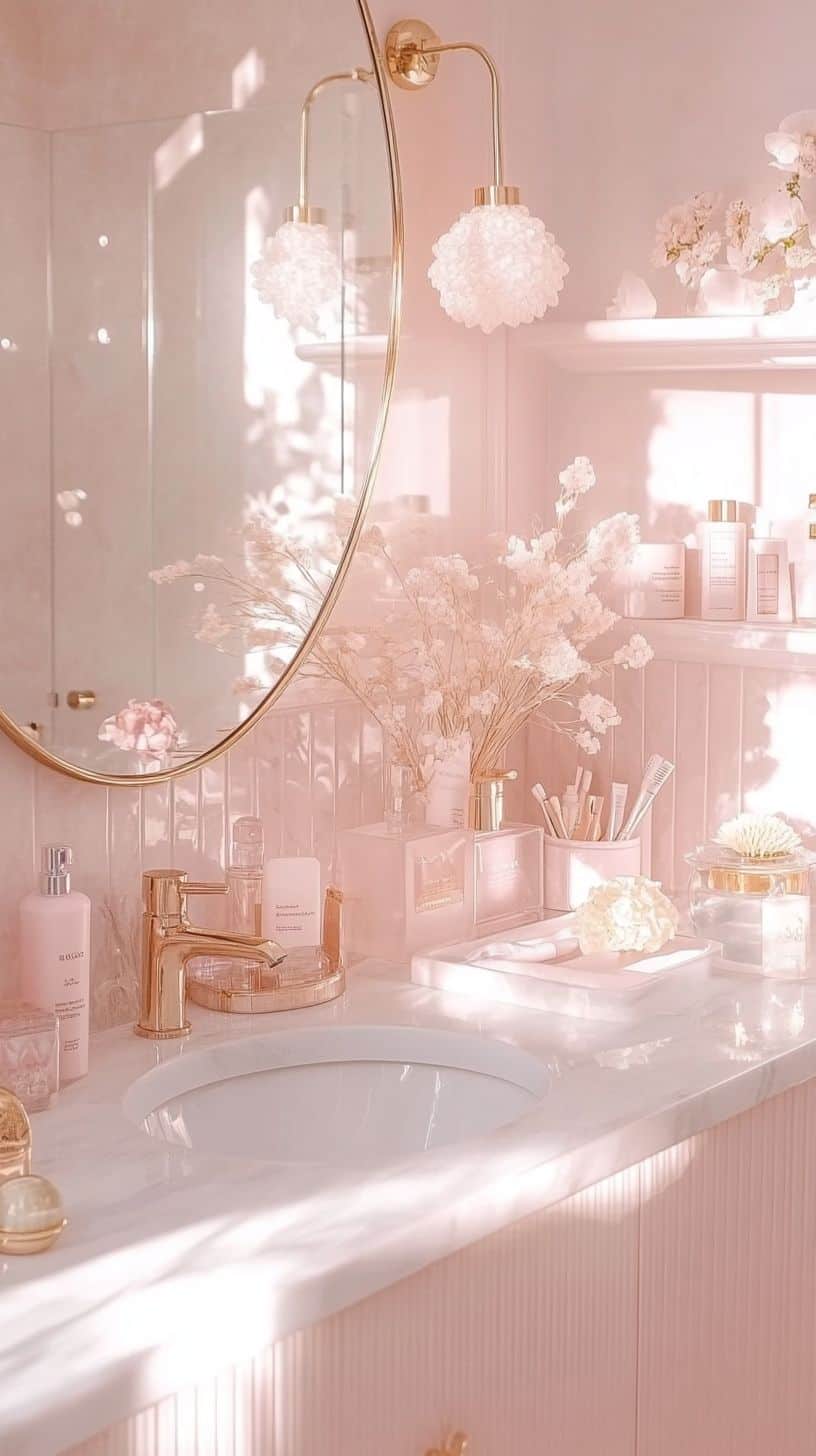 Girly bathroom with organizer