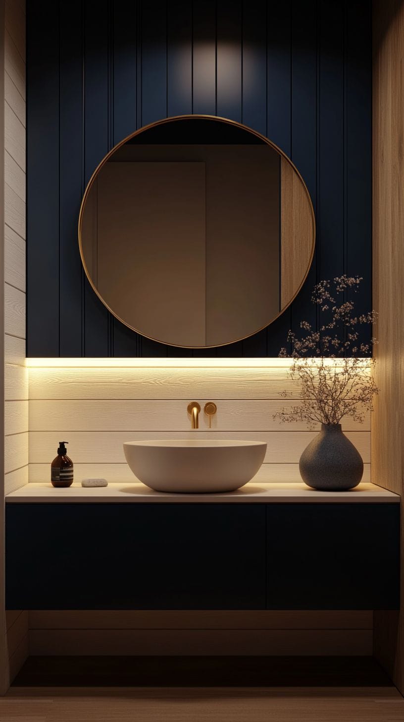 Half bathroom with shiplap wall