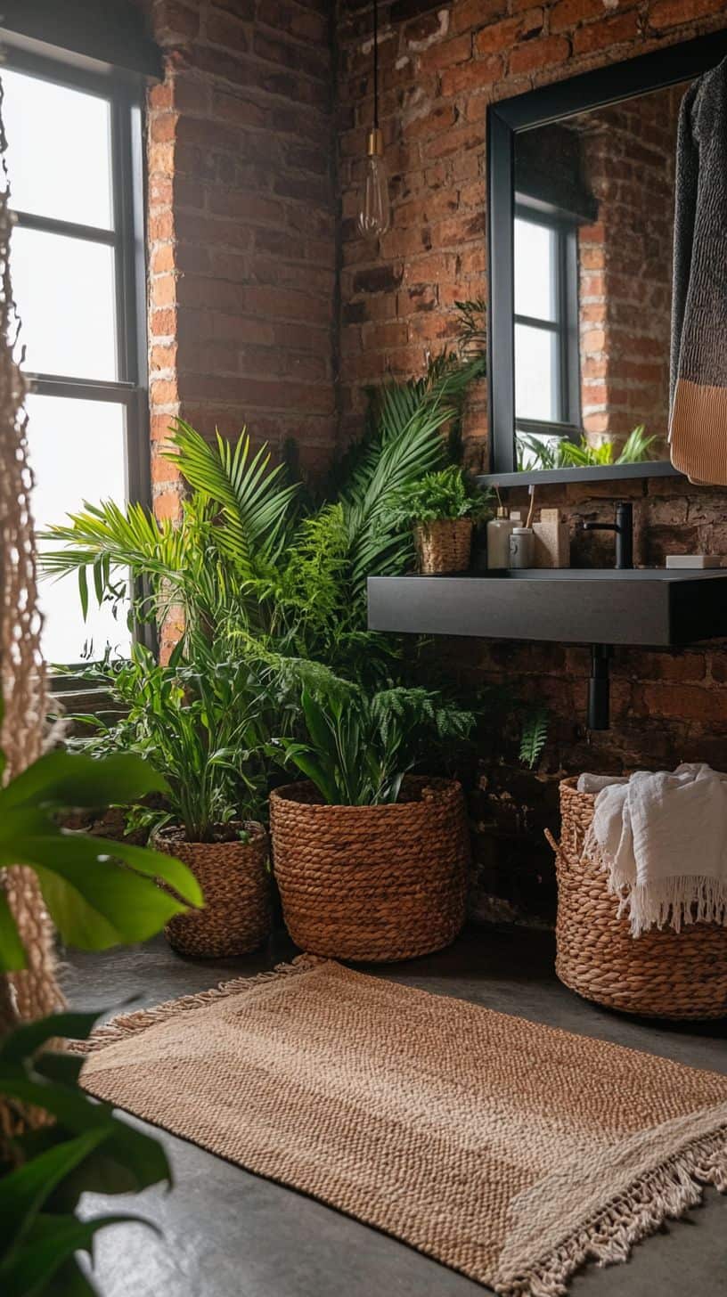 Industrial boho bathroom