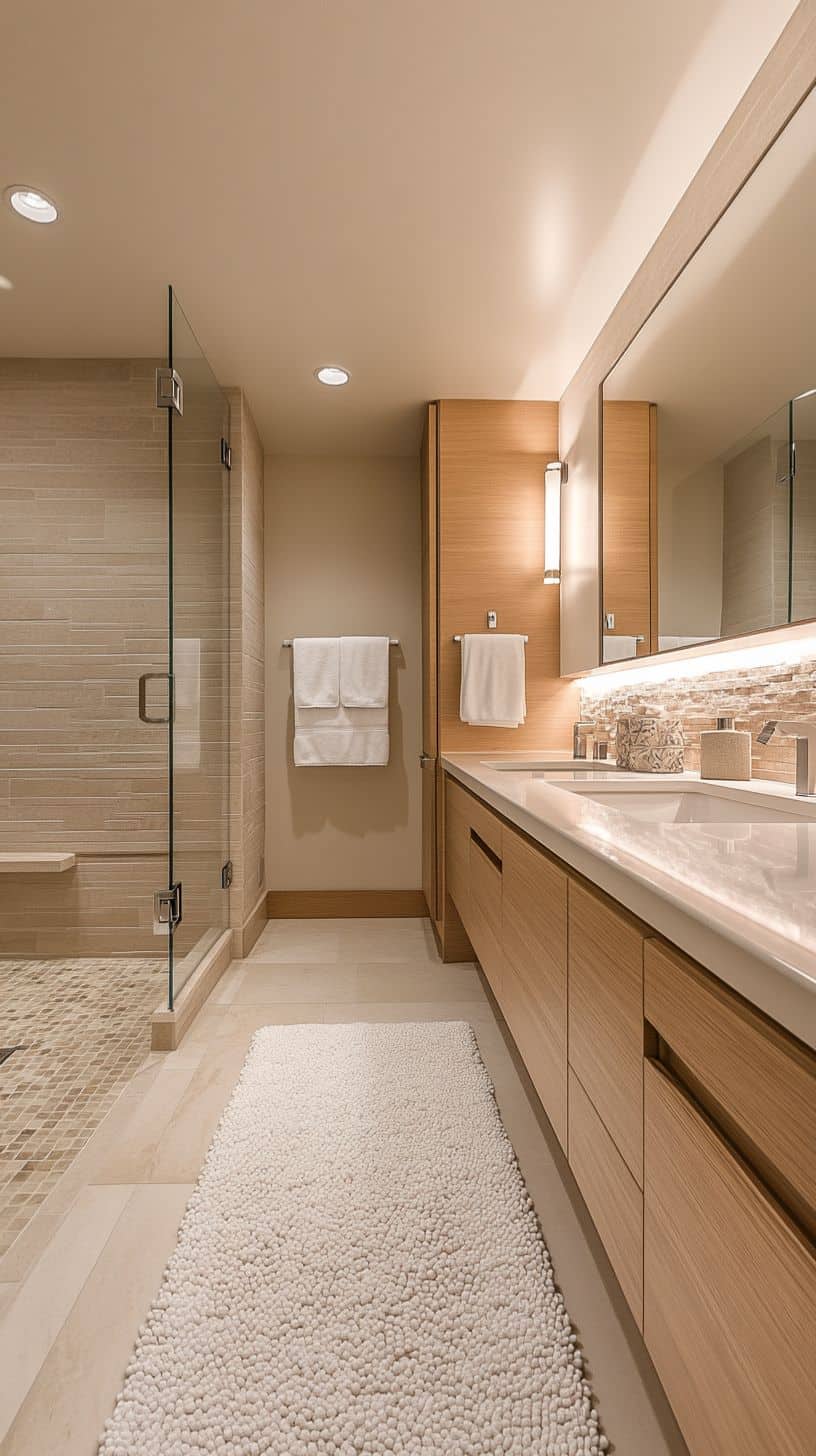 Long narrow bathroom with closet